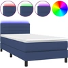 Image de vidaXL Lit Boxspring avec matelas & LED Bleu 100x200 cm Tissu