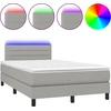 Image de vidaXL Lit boxspring avec matelas & LED gris clair 120x200 cm Tissu
