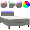 Image de vidaXL Lit boxspring avec matelas & LED gris foncé 120x200 cm Tissu