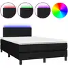 Image de vidaXL Lit Boxspring avec matelas & LED Noir 120x200 cm Tissu