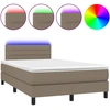 Image de vidaXL Lit Boxspring avec matelas & LED Taupe 120x200 cm Tissu