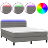 Image de vidaXL Lit boxspring avec matelas & LED gris foncé 140x190 cm Tissu