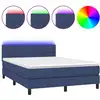 Image de vidaXL Lit Boxspring avec matelas & LED Bleu 140x190 cm Tissu