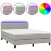 Image de vidaXL Lit Boxspring avec matelas & LED Gris clair 140x200 cm Tissu