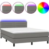 Image de vidaXL Lit boxspring avec matelas & LED gris foncé 140x200 cm Tissu