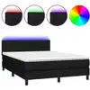 Image de vidaXL Lit Boxspring avec matelas & LED Noir 140x200 cm Tissu