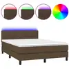 Image de vidaXL Lit Boxspring avec matelas & LED Marron foncé 140x200 cm Tissu