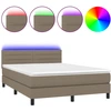 Image de vidaXL Lit Boxspring avec matelas & LED Taupe 140x200 cm Tissu