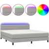 Image de vidaXL Lit boxspring avec matelas & LED gris clair 160x200 cm Tissu