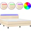 Image de vidaXL Lit Boxspring avec matelas & LED Crème 160x200 cm Tissu