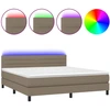 Image de vidaXL Lit Boxspring avec matelas & LED Taupe 180x200 cm Tissu