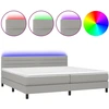 Image de vidaXL Lit boxspring avec matelas & LED gris clair 200x200 cm Tissu