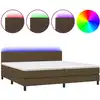 Image de vidaXL Lit Boxspring avec matelas & LED Marron foncé 200x200 cm Tissu