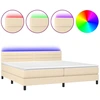 Image de vidaXL Lit boxspring avec matelas & LED Crème 200x200 cm Tissu