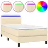 Image de vidaXL Lit Boxspring avec matelas & LED Crème 80x200 cm Tissu