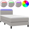 Image de vidaXL Lit boxspring avec matelas & LED gris clair 90x190 cm Tissu