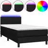 Image de vidaXL Lit Boxspring avec matelas & LED Noir 90x200 cm Tissu