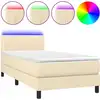 Image de vidaXL Lit Boxspring avec matelas & LED Crème 90x200 cm Tissu