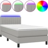 Image de vidaXL Lit Boxspring avec matelas & LED Gris clair 100x200 cm Tissu