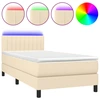 Image de vidaXL Lit Boxspring avec matelas & LED Crème 100x200 cm Tissu