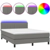 Image de vidaXL Lit boxspring avec matelas & LED gris foncé 140x190 cm Tissu