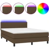 Image de vidaXL Lit Boxspring avec matelas & LED Marron foncé 140x190 cm Tissu