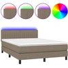 Image de vidaXL Lit boxspring avec matelas & LED Taupe 140x190 cm Tissu