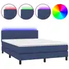 Image de vidaXL Lit Boxspring avec matelas & LED Bleu 140x190 cm Tissu