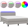 Image de vidaXL Lit Boxspring avec matelas & LED Gris clair 140x200 cm Tissu