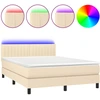 Image de vidaXL Lit Boxspring avec matelas & LED Crème 140x200 cm Tissu