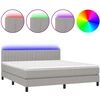 Image de vidaXL Lit boxspring avec matelas & LED gris clair 180x200 cm Tissu