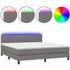 Image de vidaXL Lit boxspring avec matelas & LED gris foncé 180x200 cm Tissu