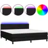Image de vidaXL Lit Boxspring avec matelas & LED Noir 180x200 cm Tissu
