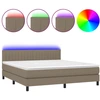 Image de vidaXL Lit Boxspring avec matelas & LED Taupe 180x200 cm Tissu