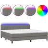 Image de vidaXL Lit boxspring avec matelas & LED gris foncé 200x200 cm Tissu