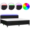 Image de vidaXL Lit Boxspring avec matelas & LED Noir 200x200 cm Tissu