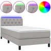 Image de vidaXL Lit boxspring avec matelas & LED gris clair 80x200 cm Tissu