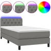 Image de vidaXL Lit boxspring avec matelas & LED gris foncé 80x200 cm Tissu