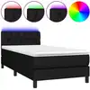 Image de vidaXL Lit Boxspring avec matelas & LED Noir 80x200 cm Tissu