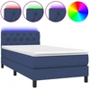 Image de vidaXL Lit Boxspring avec matelas & LED Bleu 80x200 cm Tissu