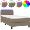 Image de vidaXL Lit Boxspring avec matelas & LED Taupe 90x190 cm Tissu
