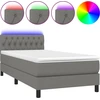 Image de vidaXL Lit boxspring avec matelas & LED gris foncé 90x200 cm Tissu