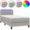 Image de vidaXL Lit Boxspring avec matelas & LED Gris clair 100x200 cm Tissu