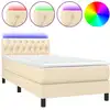 Image de vidaXL Lit Boxspring avec matelas & LED Crème 100x200 cm Tissu