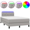Image de vidaXL Lit boxspring avec matelas & LED gris clair 120x200 cm Tissu