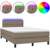 Image de vidaXL Lit Boxspring avec matelas & LED Taupe 120x200 cm Tissu