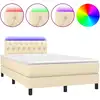 Image de vidaXL Lit Boxspring avec matelas & LED Crème 120x200 cm Tissu
