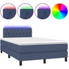 Image de vidaXL Lit Boxspring avec matelas & LED Bleu 120x200 cm Tissu