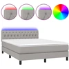 Image de vidaXL Lit boxspring avec matelas & LED gris clair 140x190 cm Tissu