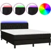 Image de vidaXL Lit Boxspring avec matelas & LED Noir 140x190 cm Tissu